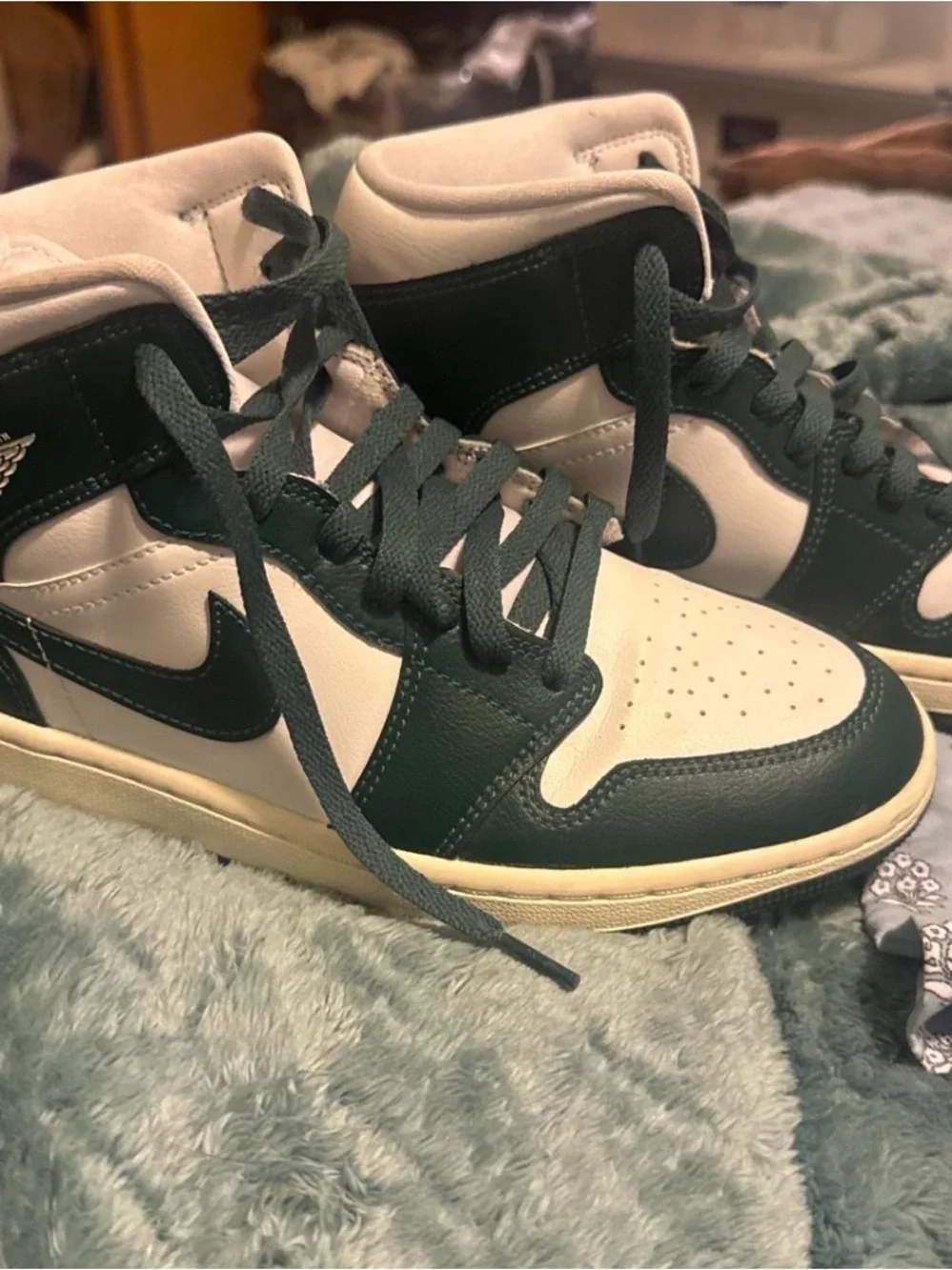 Nike High-Top Sneakers — Dark Green and White